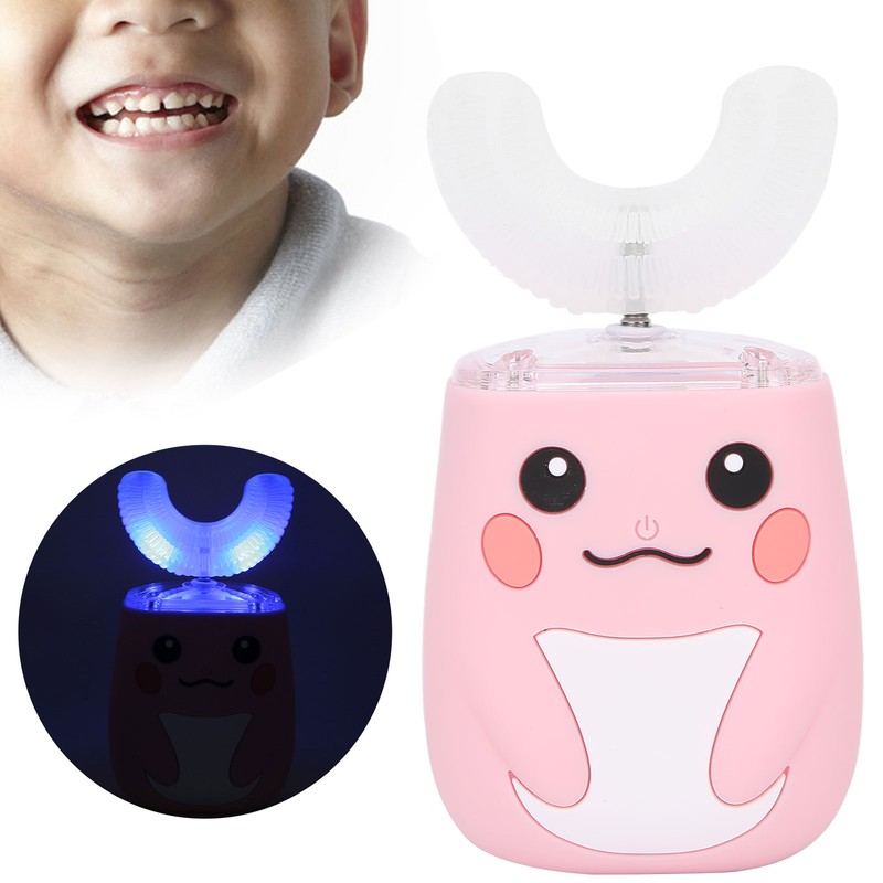 Children Electric Toothbrush Teeth Cleaning Massage UShape Waterproof Automatic Toothbrush(Pink