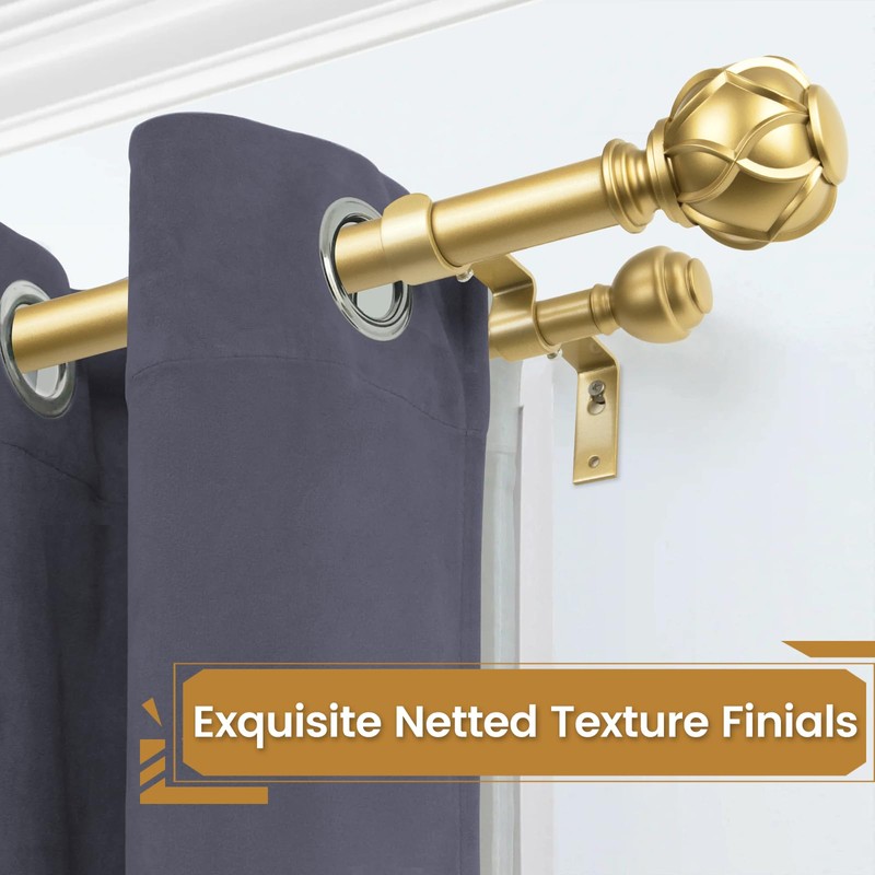 KAMANINA 1 Inch Double Curtain Rods for Windows 72 to