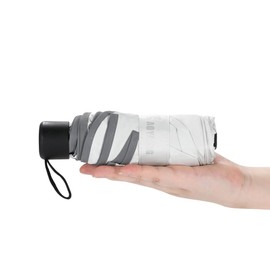 GAOYAING Mini Compact Travel Umbrella with Reflective Safety Stripes,Portable Folding Design with Case Beige