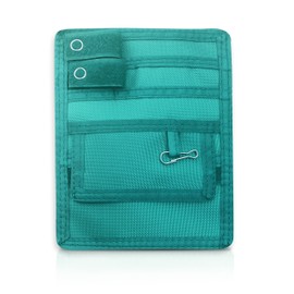 ASA TECHMED Nurse Pocket Organizer, Nylon 5 Pocket Nurse Scrub Organizer, 6 Inch x 5 inch, Green