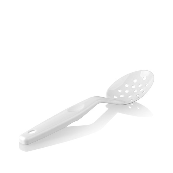 TemoPlast Polycarbonate Perforated Serving Spoon Virtually Unbreakable (White)