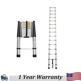 EXCELO 14.5FT Telescoping Ladder Aluminum Folding Telescopic Extension Ladder Portable