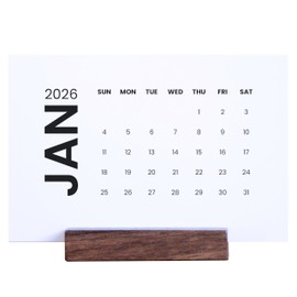 2026 Monthly Office Desk Calendar - Modern Minimalist - Wood Stand - Annual 12 Month - 4” x 6” Cards – Home Décor (Minimalist Style)