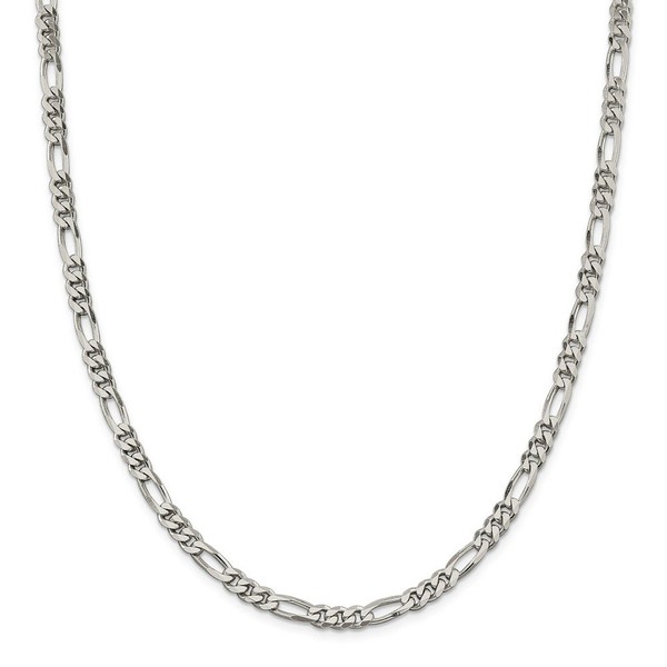 Solid 925 Sterling Silver 5.5mm Figaro Chain Necklace - with