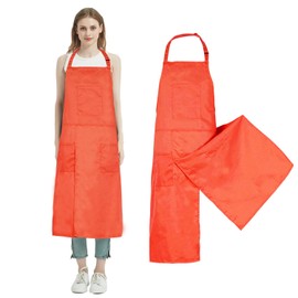 MIKI WELL Pottery Split-Leg Make Ceramic Apron, Long Split-Leg Artist Painting Apron with 3 Pockets for Men and Women (Orange)