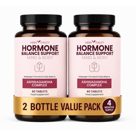 Hormone Balance Ashwagandha Mind & Body 1000mg – Cortisol Adaptogen Support for Stress, Calm Energy, Sleep & Mood – Hormone Balance & Focus – Twin Pack 2 x 60 Vegan Tablets