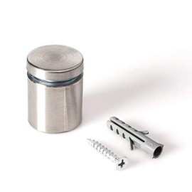 Stainless Steel Standoff 1 Inch Diameter x 1 Inch Barrel Length Brushed Finish for PVC, Glass and Acrylic Sign Stand Off Wall Anchors and Screws 2 Piece Small Sign Pack