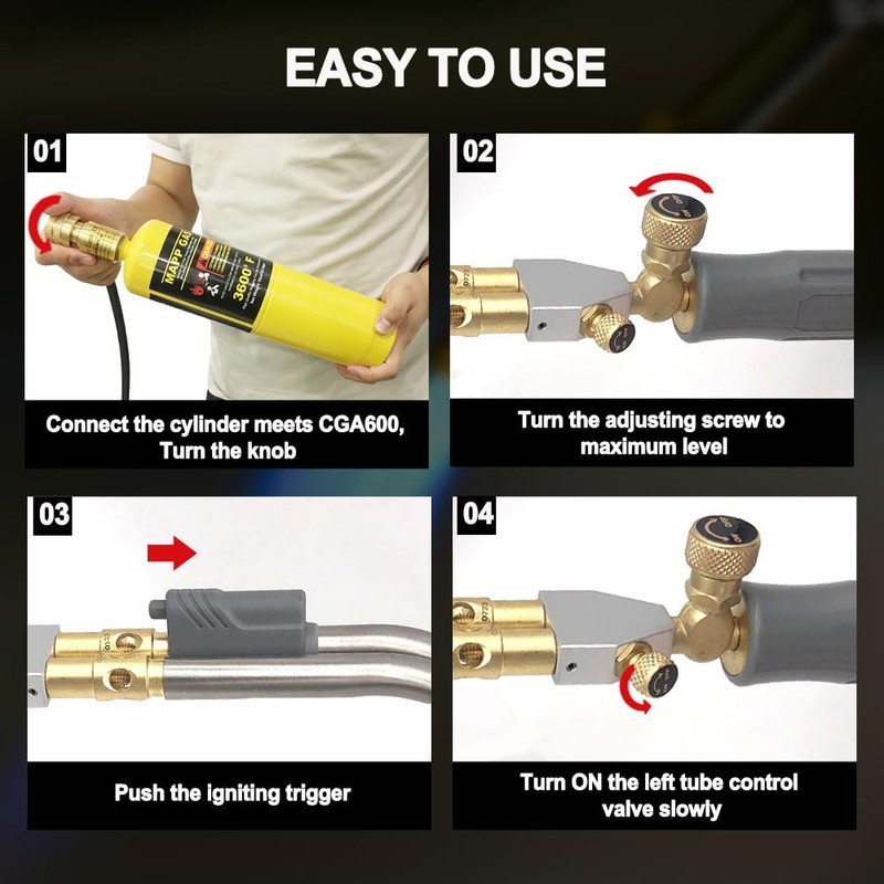 Double Heads Mapp Gas Torch Turbo with 5ft long Hose