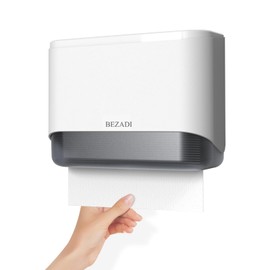 BEZADI Paper Towel Dispenser Wall Mounted, Multifold C-Fold Hand Towel Dispenser, Folded ABS Commercial Tissue Towel Dispenser for Bathroom Mall Hospital, White