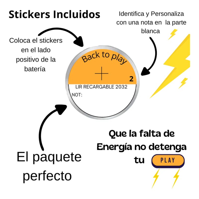 2 Pilas Cr2032 (equivalente A Lir2032) Recargables 3.6v
