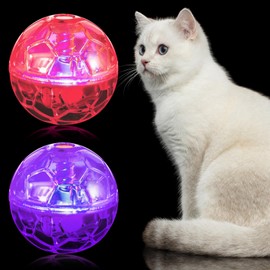 Sratte 2 Pcs Cat Ball Ghost Hunting Light up Cat Balls Toys Motion LED Motion Activated Flash Cat Ball Glowing Lighted Dog Interactive Toys Pet Glowing Ball (Pink, Purple)