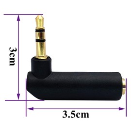 AAOTOKK 3.5mm Jack Adapter 90 Degree Right Angled 3 Poles 3.5mm TRS Audio Stereo Male to Female Connector Extension Adapter(2 Pack/3 Pole)
