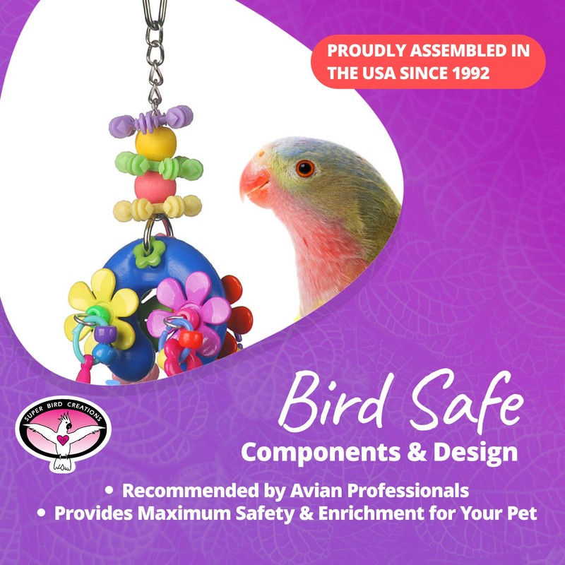 Super Bird Creations SB1085 Flower Power Bird Toy, Small/Medium Bird