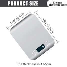 Küchenwaage Digital, 10kg/1g Küchenwaage USB Wiederaufladbar Digitale Küchenwaagen mit LCD Display & Tara Funktion Professionelle Küchenwaagen mit Akku Ladekabel (Silber Weiss)