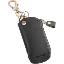 Rubeli Men's Butero Leather Key Case, Genuine Leather, Smart Key, Carabiner, Present, Key Ring, Black
