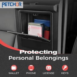 PETCHOR One-Touch Hidden Storage Console Box for 2018-2025 Jeep Wrangler JL/JLU 4XE & Gladiator JT, Armrest Secret Compartment Center Console Hidden Organizer Box, Black