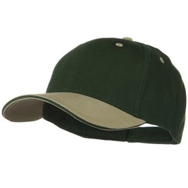 2 Tone Brushed Twill Sandwich Cap - Khaki Dark Green OSFM