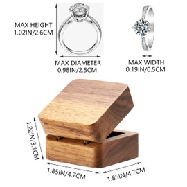 COSISO Vintage Wood Engagement Ring Gift Box Jewelry Storage Box for Proposal Birthday (Beige Inner)