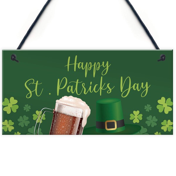 RED OCEAN Happy St Patricks Day Decorations Hanging Sign Novelty