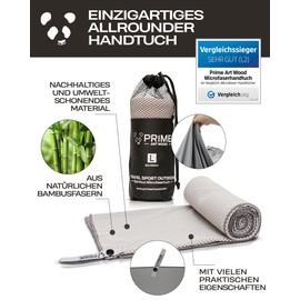 Prime Art Wood It Is Incredibly Universal and Sustainable Bamboo Travel Towel – Microfibre towel | The Comparison Winner 2018, grey, 100 x 50 cm
