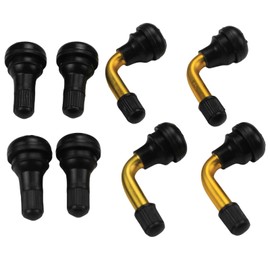 HAUERTZX 4Pcs Tire Valve Stem Bent 45 Degree Angled and 4Pcs Straight Valve Stem for 50cc 150cc Scooter Motorcycle Moped Kids Kazuma Quad ATV Lawnmower Tires Go Karts
