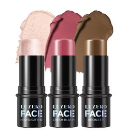 Set de 3 en 1: Barra Iluminadora, Contorno y Rubor – Alta Pigmentación y Cobertura, Alta Cobertura y Definición con Acabado Natural