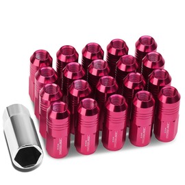 DNA MOTORING LN-ZTL-9020-15-PK 20Pcs Closed End Design M12 x 1.5 Aluminum Alloy Wheel Lug Nuts + Deep Drive Extension Adapter, 20mm OD/50mm Height (Pink)