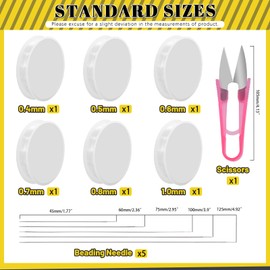 Mardatt 12 Pieces Elastic Bracelet String Cord Kit Includes 0.4 mm 0.5 mm 0.6 mm 0.7 mm 0.8 mm 1 mm Stretchy String, Beading Needles, Scissors, Clear Elastic Thread Crystal Stretchy String for