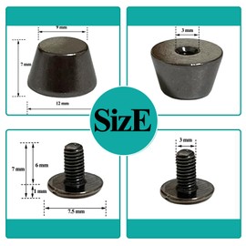 Honigo 4 Pack Gun Black Rivets Stud Handbag Purse Feet 1/2 inch Flat Head Metal Solid Brass Studs Screw Back Feet 12mm Buckle Spikes Leathercraft for Leather Bag Totes DIY Craft