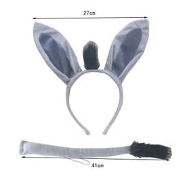MEISH 2 Pieces Donkey Costume Set Ears Headband Tail Animal Costume Accessories for Birthday Present Masquerade Ball