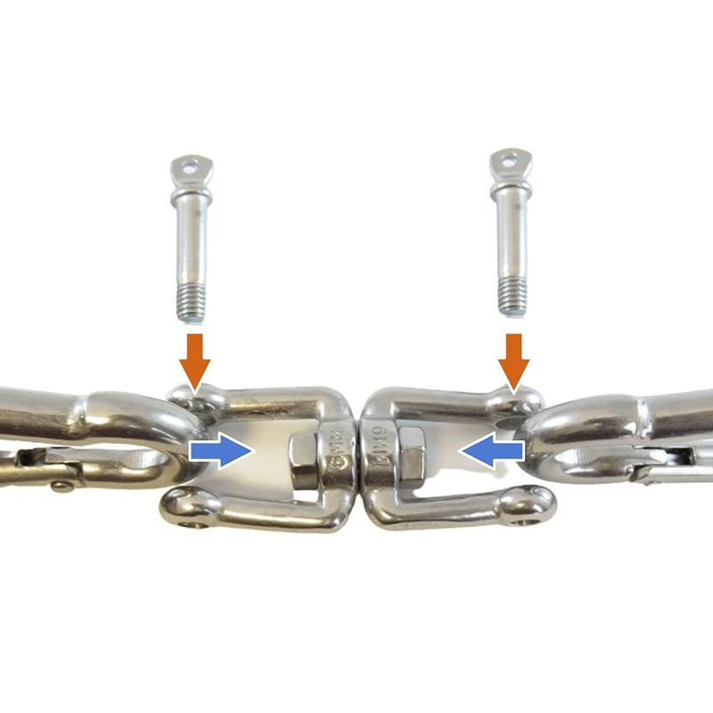 FregocS SW-XX-M8-4p Double Shackle Swivel, 0.3 inch (8 mm), Stainless