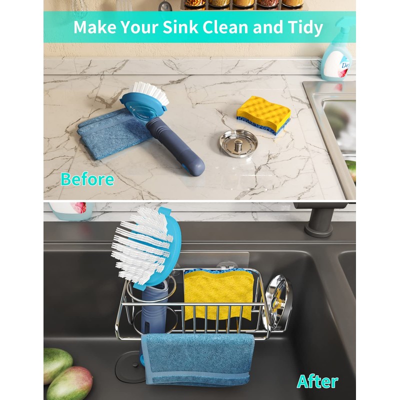 HapiRm Sink Caddy Sponge Holder - No Drill Sponge Caddy