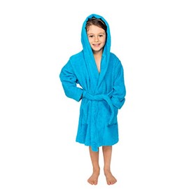 BAGNO MILANO Organic Turkish Cotton Kids Bathrobe, Soft Terry Cotton-Acrylic Hooded Towel Robe for Boys, Girls (US, Age, 6 Years, 8 Years, Blue)