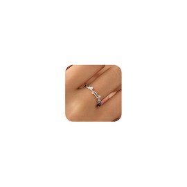 LOVPEPY Vintage Gold Twig Ring for Mother, 925 Sterling Silver CZ Leaves Branch Hollow Stacking Ring to Daughter,18K Gold Plated Rings to Daughter Mother's Day Graduation Friendship Jewelry Gift (Silver, 6)