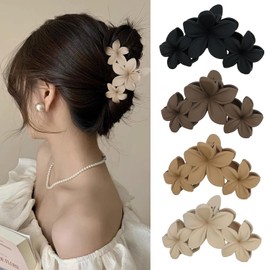 4PCS Flower Hair Claw Clips Non-Slip Matte Flower Hair Clips for Women Cute Hair Clips, Hawaiian Hair Flower Clip Large Plumeria Hair Clip Strong Hold
