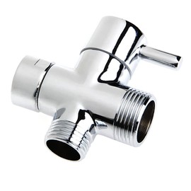 Shower Diverter Valve Replacement, 3 Way T-Adapter Shut-Off Valve for Shower Head Arm Diverter, Round G3/4 Female Inlet x G1/2 & G3/4 Outlet