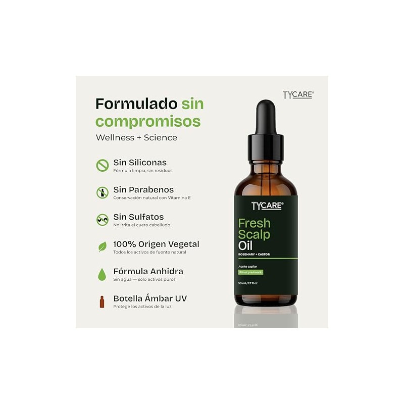 Fresh Scalp Oil – Aceite Capilar Pre-Lavado con Romero, Ricino,