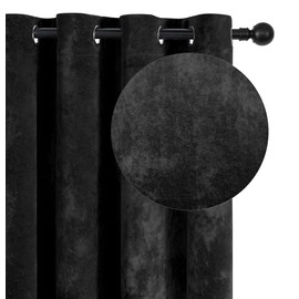 SMILETIME Black Crushed Velvet Curtains 52x84 inch Luxurious Thermal Insulated Soundproof Drapes for Living Room Bedroom Office Soft and Durable Light-Filtering Window Treatments, 2 Panels