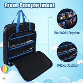 Toy Cars Carrying Case Compatible with Hot Wheels Up to 99pcs, Portable Car Toy Storage Organizer Bag for 1/64 Scale Toy Cars, Matchbox Cars, Dolls, Mini Toys, Bag Only (Blue)
