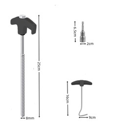 Naisfei Pack of 12 Tent Pegs Made of Steel, Sturdy & Storm Proof Ground Pegs for Camping, Screw Pegs, Long Pegs, 25 cm, Robust Pegs with Thread (Black + Silver)