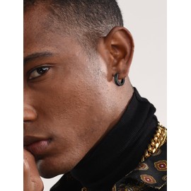 ChicSilver Black Hoop Earrings for Men Celtic Knot Irish Black Cubic Zirconia Hoop Earring Men Hypoallergenic Earrings for Man