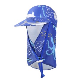 iNelihoo Kids UPF 50+ Swim Hat with Neck Protection 3-10 Years Quick Drying Summer Cartoon Flap Cap with Chin Straps Boys Girls Adjustable Full Protection Sun Visor Hats Breathable Legionnaires Hat
