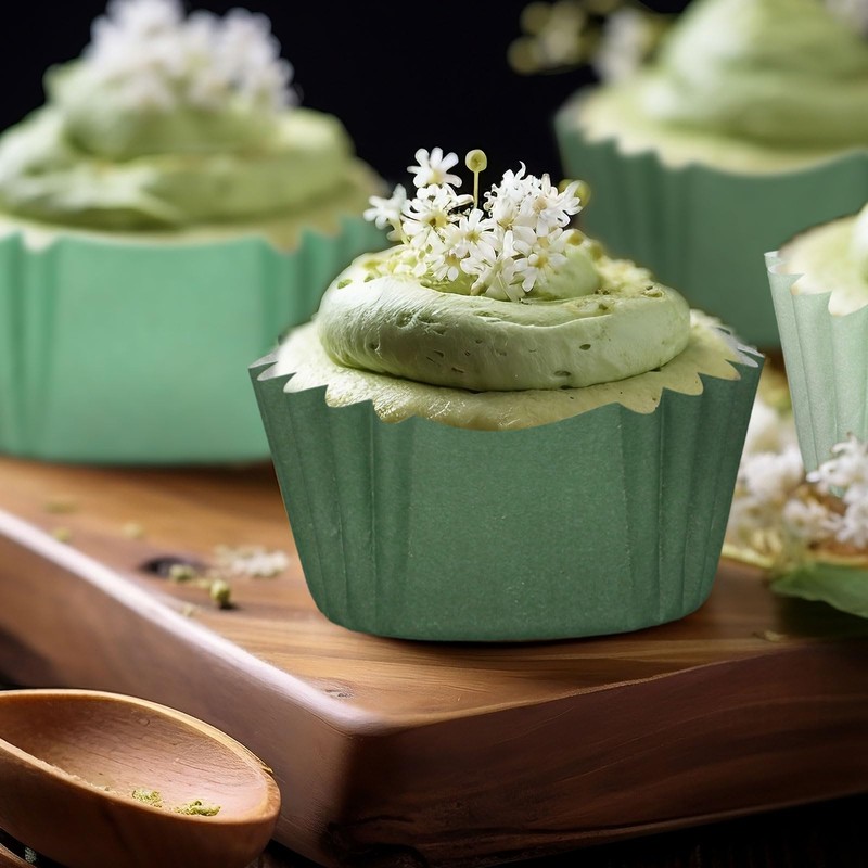 Whaline Whaline 450Pcs Gradient Green Mini Square Cupcake Liners Sage