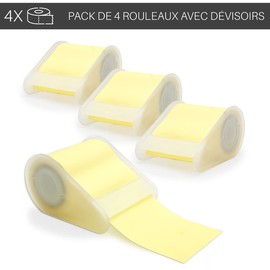 WAYTEX 4 Rolls Reusable Sticky Notes with 4 Unrolling Sheets 5cm Wide 5m Roll Pastel Yellow