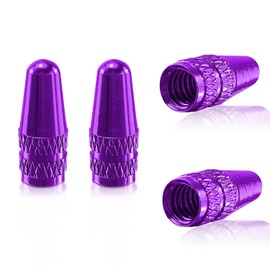 WALWAL Presta French Valve Caps, Anodized Aluminum - Compatible for Mountain Bike, Road Bike, Bicycle(Purple,4Pcs)