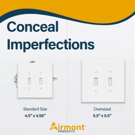 3-Gang White Metal 2 Toggle 1 Duplex Combination Wall Plate Cover - 5.5" x 7.50", Jumbo/Oversize White 2 Toggle 1 Duplex Face Plate for Electrical Boxes Switches & Smart Devices, Matching Screws