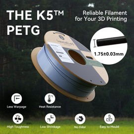 kexcelled PETG Filament 1.75mm,Clear Blue PETG 3D Printer Filament 1kg Spool (2.2lbs), Upgrade Stronger Toughness Printing Consumables, +/-0.03mm,Fit Most FDM Printer,Transparent Blue