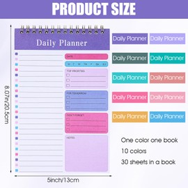 Molain 10 Pack Daily To Do List Notepad, Beautiful To Do List Note Pads Set 5" x 8" 30 Sheets Spiral Planner Checklist Notebook Work Notepads for Easy Daily Planning, Office Desk Supplies for Women