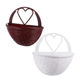 VICASKY 2Pcs Wall Mounted Simulated Rattan Flower Baskets Chic Home Decor for Use Durable Hanging Wall Planters for Garden Lovers for Events Housewarming