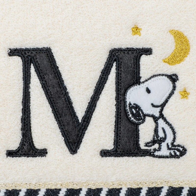 Tsujiseru Snoopy Mini Towel 25cm Initial M Embroidered White